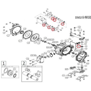 エア駆動ポンプ DS02用エア駆動部パッキンセット - タカトテクニカ
