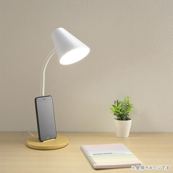 LEDデスクライト スマホスタンド付 フレキシブルアーム 調光式 オーム電機