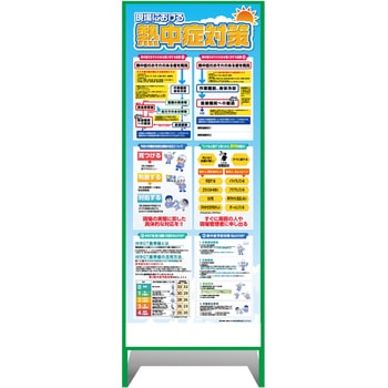 熱中症注意看板【小】現場における熱中症対策 550×1400 グリーンクロス