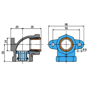 給水栓背座付径違いエルボ RCF-KZ型(器具接続用異種金属接触防止形) ねじ込み式管端防食管継手 リケン