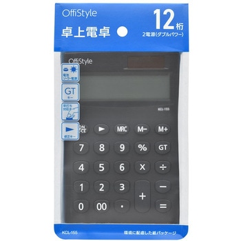 卓上電卓 12桁 GT機能付き ソーラー式 オーム電機
