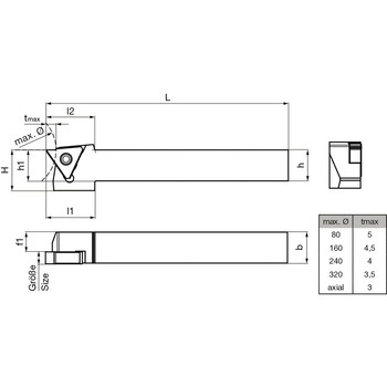 溝入れ工具 角シャンクホルダ・ストレート 外径加工用 外部給油 レギュラ- GH305． グーリング