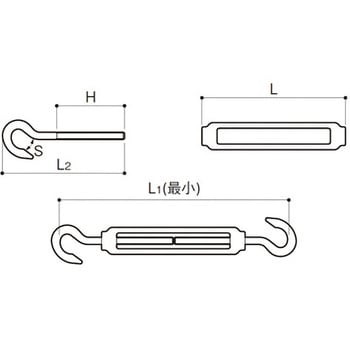 TB-F4 ターンバックル(フック) ステンレス 1個 ふじわら(AIOULE