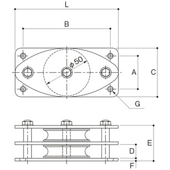 固定ブロック ヨコ型2車50mm AIOULE(ふじわら)