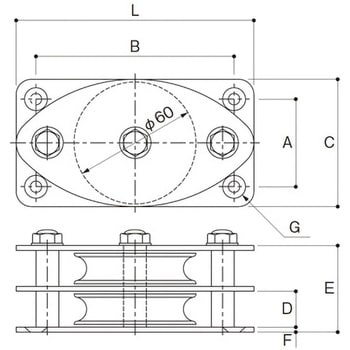 K60-4 固定ブロック ヨコ型2車60mm 1個 ふじわら(AIOULE) 【通販サイト