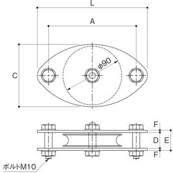 K90-2 固定ブロック ヨコ型1車90mm 1個 ふじわら(AIOULE) 【通販サイト