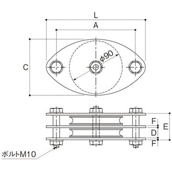 K90-12MCB 固定ブロック ヨコ型90mm(幅広タイプ・MCナイロン車