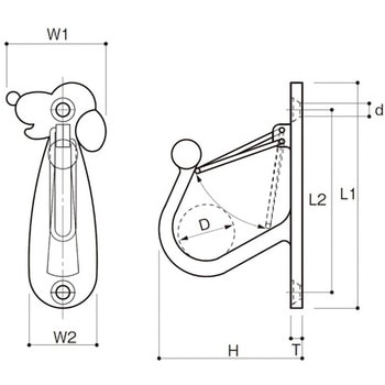 愛犬フック(リードフック) ステンレス AIOULE(ふじわら)