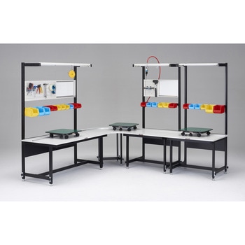 高さ調整セルライン作業台(レールハンガー・引出し・コンテナ受け・パネルボード・LED照明器具タイプ) - TRUSCO