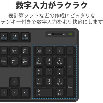 キーボード ワイヤレス Bluetooth 無線 フルキーボード メンブレン スタンド付 マルチペアリング対応 エレコム