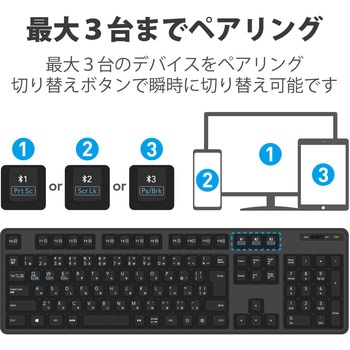 キーボード ワイヤレス Bluetooth 無線 フルキーボード メンブレン スタンド付 マルチペアリング対応 エレコム