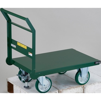 鋼鉄製運搬車(固定ハンドルタイプ・ハンドル側自在車輪)Lストッパー付 TRUSCO