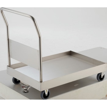 オールステンレス皿型台車(固定ハンドルタイプ帯電防止ウレタン車輪) TRUSCO