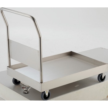 オールステンレス皿型台車(固定ハンドルタイプ帯電防止ウレタン車輪) TRUSCO