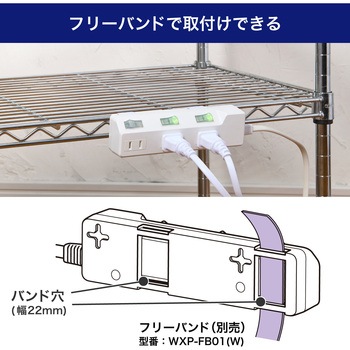 耐雷スイッチ付タップ AC125V 15A 3個口 LEDランプ仕様 独立スイッチ 雷から接続機器を守る耐雷サージ付 ELPA