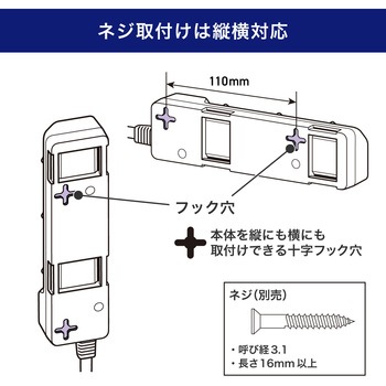 耐雷スイッチ付タップ AC125V 15A 3個口 LEDランプ仕様 独立スイッチ 雷から接続機器を守る耐雷サージ付 ELPA