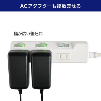 耐雷スイッチ付タップ AC125V 15A 3個口 LEDランプ仕様 独立スイッチ 雷から接続機器を守る耐雷サージ付 ELPA