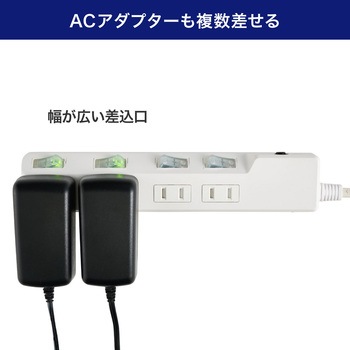 耐雷スイッチ付タップ AC125V 15A 4個口 LEDランプ仕様 独立スイッチ 雷から接続機器を守る耐雷サージ付 ブレーカー内蔵 ELPA