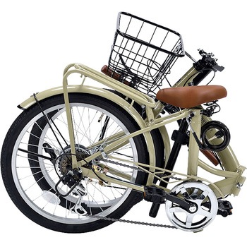 20インチ折りたたみ自転車 シマノ製6段変速 かご LEDライト ワイヤーロック MF209 MYPALLAS