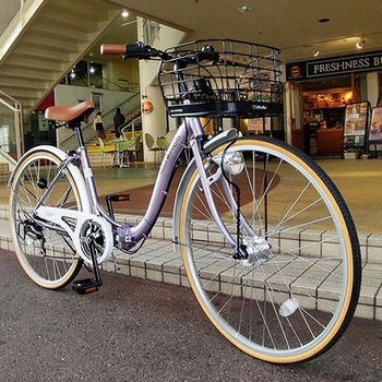 26インチ折りたたみシティサイクル シマノ製6段変速 かご LEDオートライト リング錠 MC509 MYPALLAS