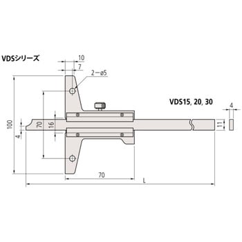 VDS20(ミツトヨ実施校正書・トレーサビリティ体系図付) デプスゲージ 1