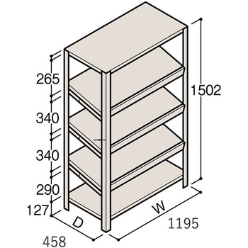 ERR-454440-W7 軽量棚ERR傾斜型H1500＜配送時組立サービス付＞ イトーキ 外形寸法1200×450×1500mm  ERR-454440-W7 - 【通販モノタロウ】
