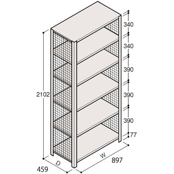 ERR-373450-W7 軽量棚ERR金網型H2100＜配送時組立サービス付＞ 1台 イトーキ 【通販モノタロウ】