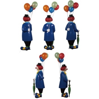 fr180169 ピエロと風船と傘 / Clown with umbrella and balloons 1個