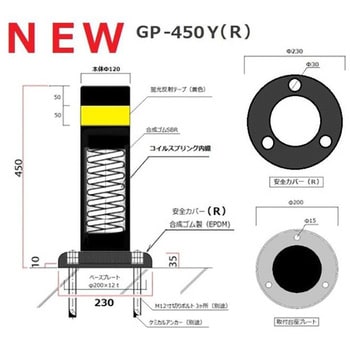 GP-450Y(R) ゴム製蘇生型 衝撃吸収ポール デスポール 1本 フタハシ技研