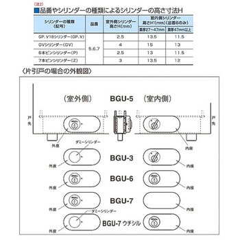 BGU-311 ガラス引戸錠BGUシリーズ GOAL(ゴール) 27-32 適合扉厚27