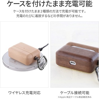 LP-APP2WOKR AirPods Pro 「ナチュラルウッドケース」 カラビナ付属 1