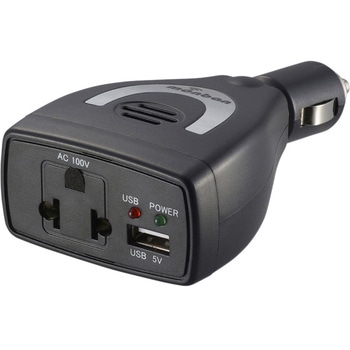 車載インバーター DC12V→AC100V 60W USB付 オーム電機