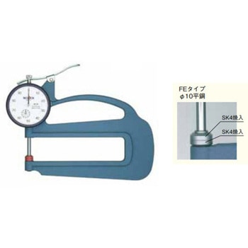 ダイヤルシックネスゲージ Φ10平鋼 SK4焼入タイプ テクロック