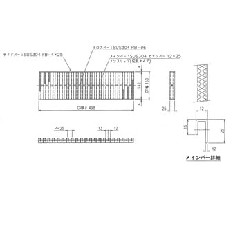 ステンレス グレーチング ノンスリップ(蛇肌) 三榮