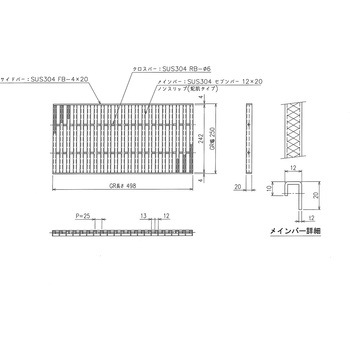 ステンレス グレーチング ノンスリップ(蛇肌) 三榮