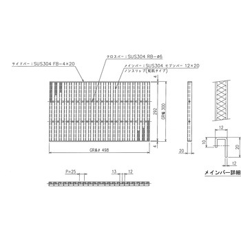 ステンレス グレーチング ノンスリップ(蛇肌) 三榮