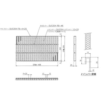 ステンレス グレーチング ノンスリップ(蛇肌) 三榮