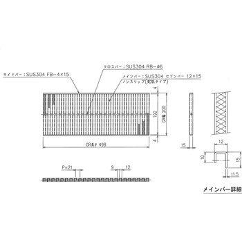 ステンレス グレーチング ノンスリップ(蛇肌) 三榮