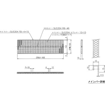 ステンレス グレーチング ノンスリップ(蛇肌) 三榮