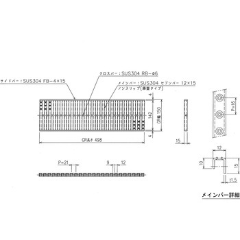 ステンレス グレーチング ノンスリップ(藤壺) 三榮
