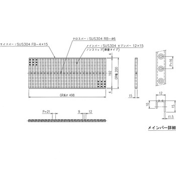 ステンレス グレーチング ノンスリップ(藤壺) 三榮
