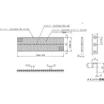 ステンレス グレーチング ノンスリップ(藤壺) 三榮