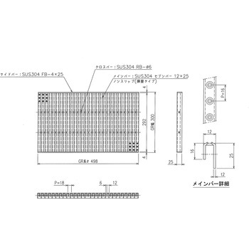 ステンレス グレーチング ノンスリップ(藤壺) 三榮