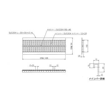 ステンレス U字溝グレーチング プレーンタイプ 三榮