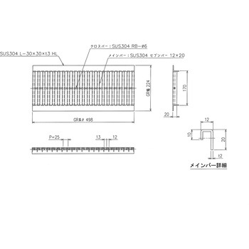 ステンレス U字溝グレーチング プレーンタイプ 三榮