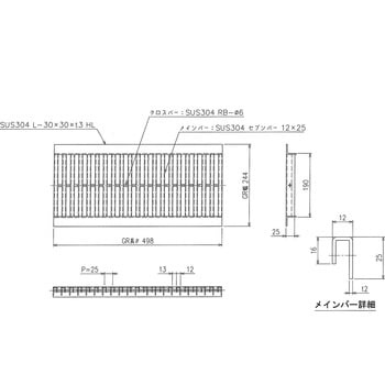 ステンレス U字溝グレーチング プレーンタイプ 三榮