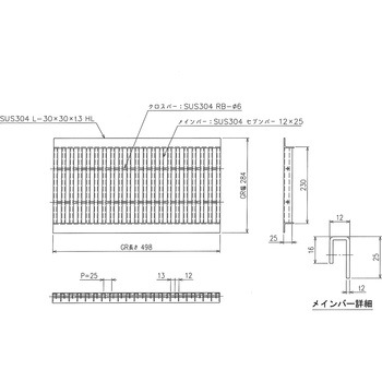 ステンレス U字溝グレーチング プレーンタイプ 三榮