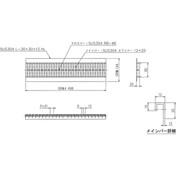ステンレス U字溝グレーチング プレーンタイプ 三榮