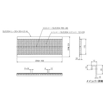 ステンレス U字溝グレーチング プレーンタイプ 三榮