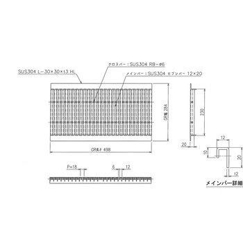 ステンレス U字溝グレーチング プレーンタイプ 三榮
